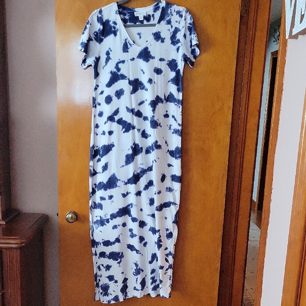 Morgan Taylor Blue and White Sheath Maxi Dress